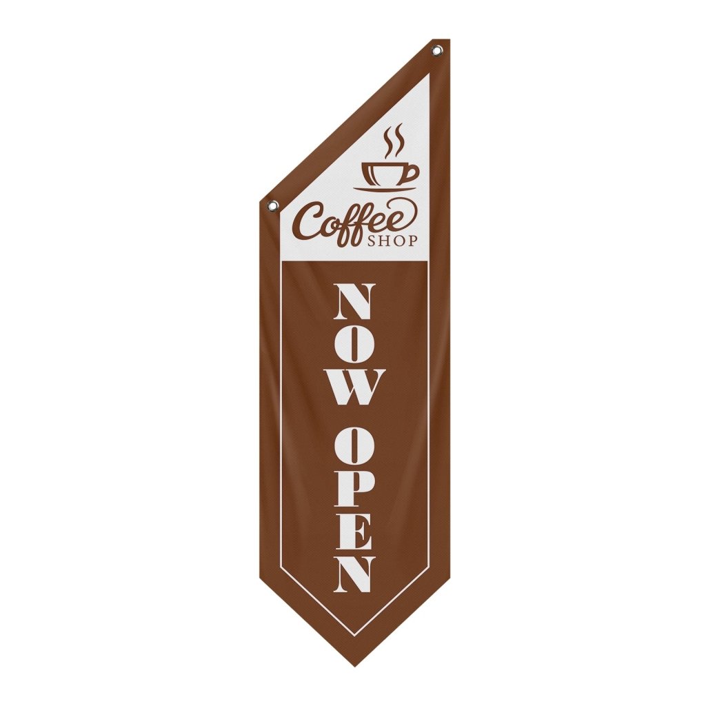 Coffee Shop Now Open Flag, Double Sided Cottage Banner Only, Brown