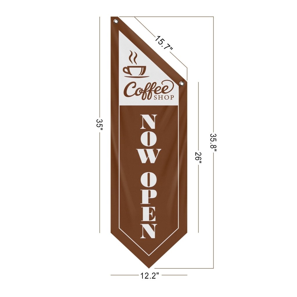 Coffee Shop Now Open Flag, Double Sided Cottage Banner Only, Brown
