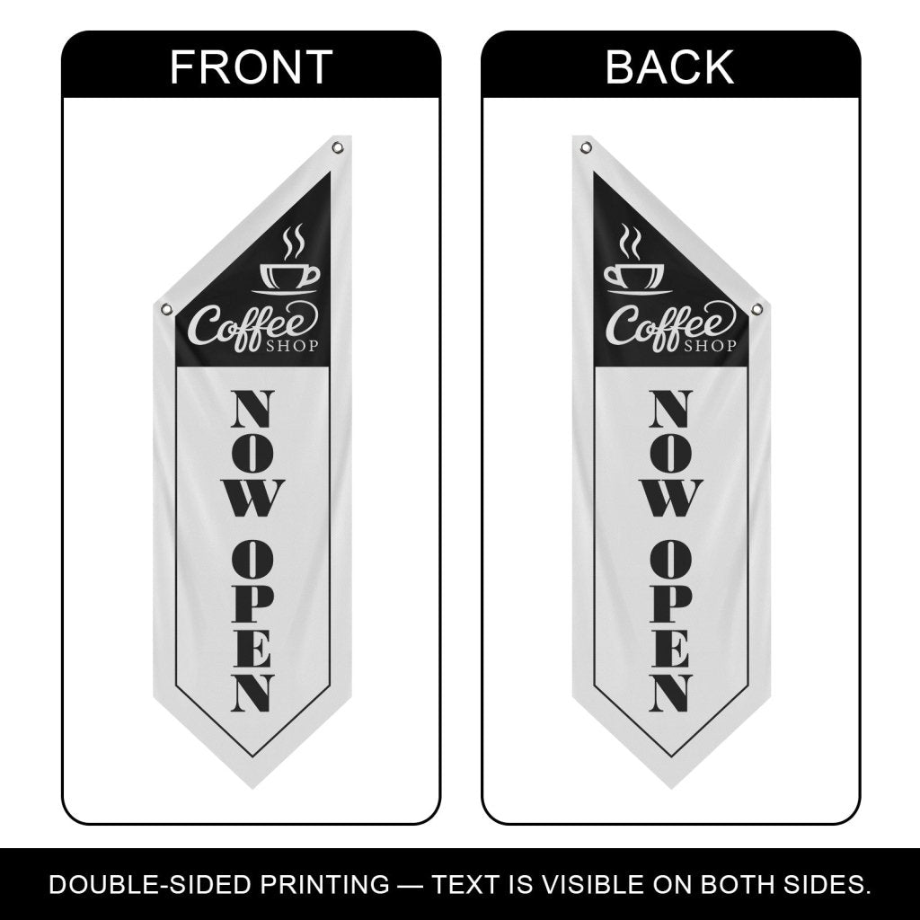 Coffee Shop Now Open Flag, Double Sided Cottage Banner Only, White