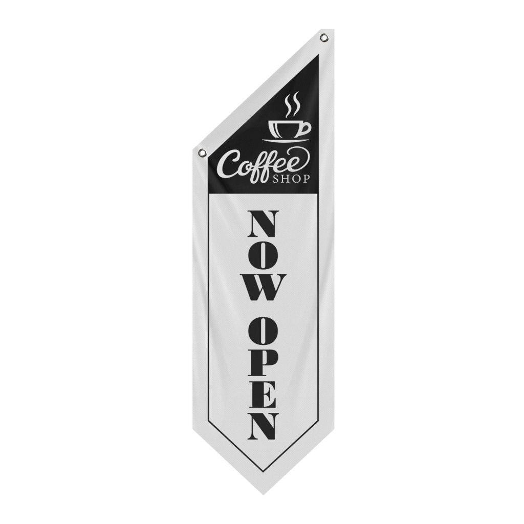 Coffee Shop Now Open Flag, Double Sided Cottage Banner Only, White