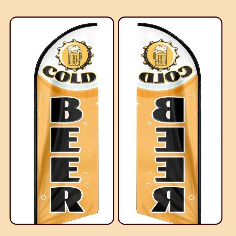 Cold Beer Flag - 11FT Cold Beer Advertising Swooper Flag Fit 15FT Flagpole(Flagpole Not Included 4.3)
