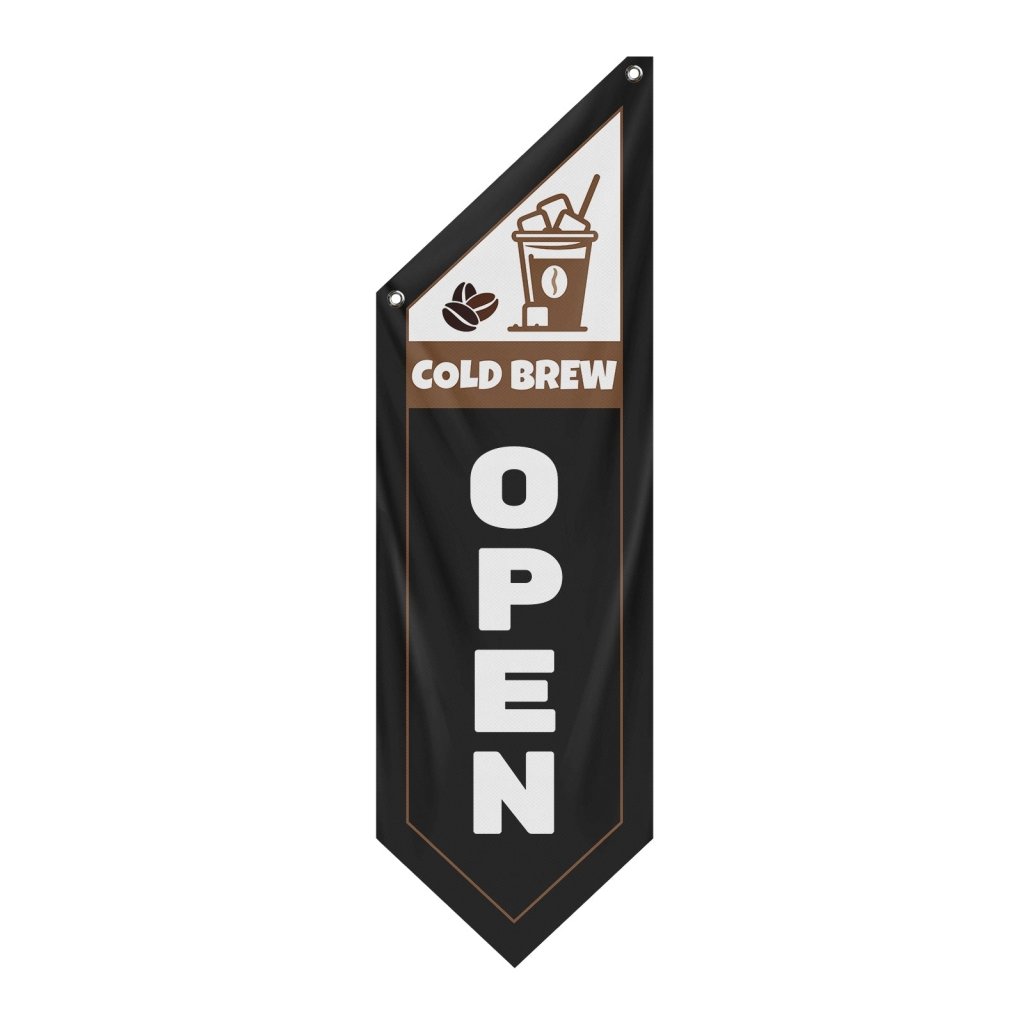 Cold Brew Open Banner Flag for Coffee Shop, Black(Flag Olny)
