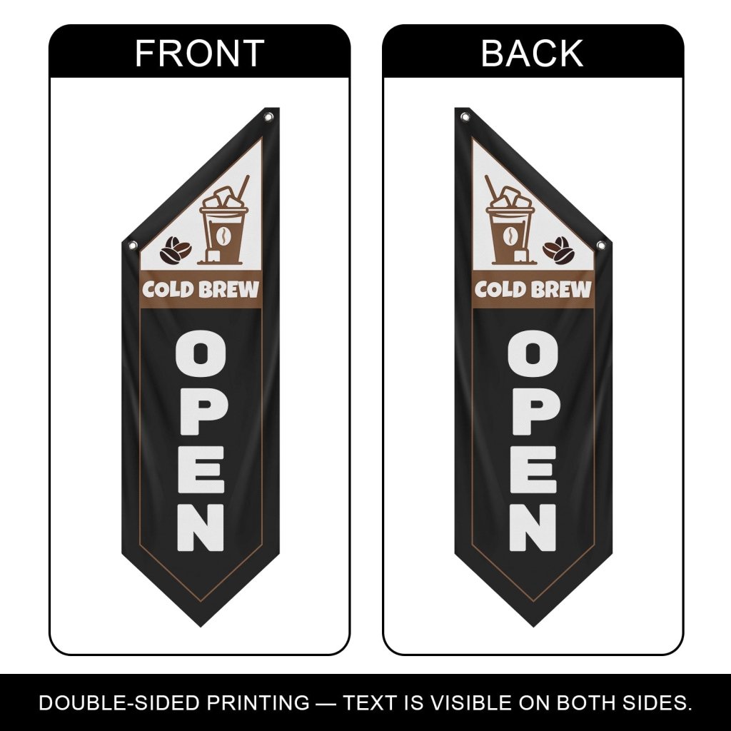 Cold Brew Open Banner Flag for Coffee Shop, Black(Flag Olny)