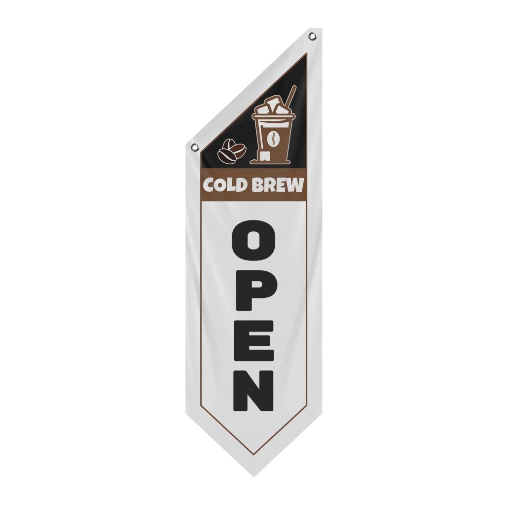 Cold Brew Open Banner Flag for Coffee Shop, White(Flag Olny)