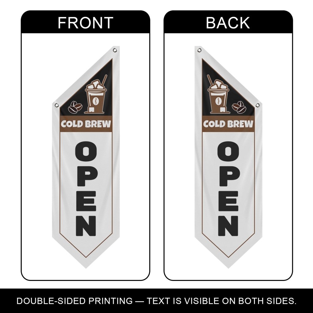 Cold Brew Open Banner Flag for Coffee Shop, White(Flag Olny)