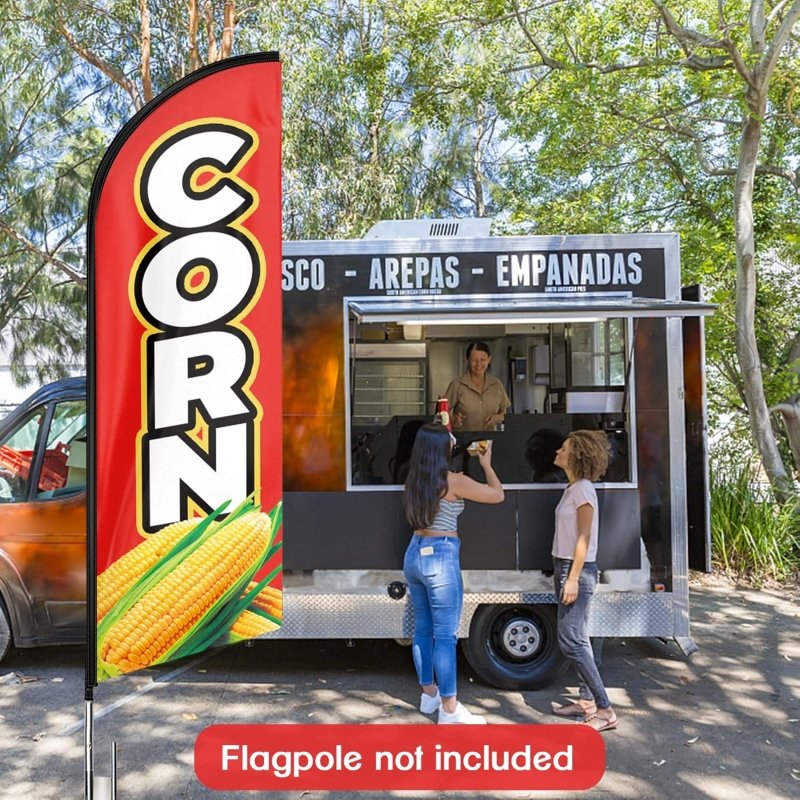 Corn Flag - 11FT Corn Advertising Swooper Feather Flag Fit 15FT Flagpole(Flagpole Not Included 4.3)