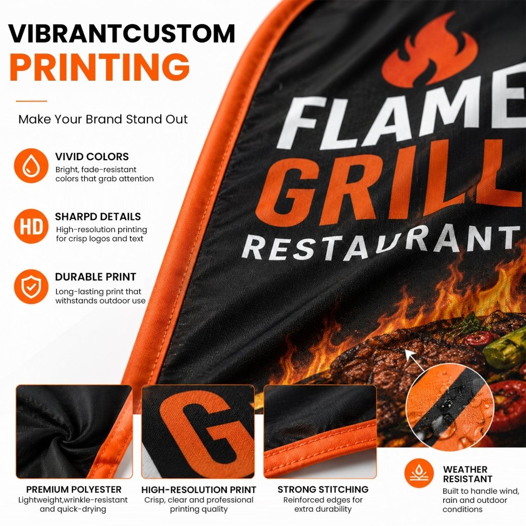 Custom 8 FT Feather Flag Banner with Stainless Steel Pole Set, Ground Stake and Storage Bag