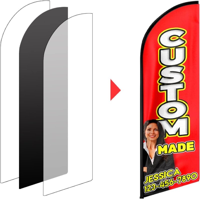 Custom Swooper Flag 2x8,3x12FT,Single/Double Side (Flag Only)