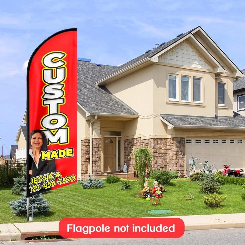 Custom Swooper Flag 2x8,3x12FT,Single/Double Side (Flag Only)