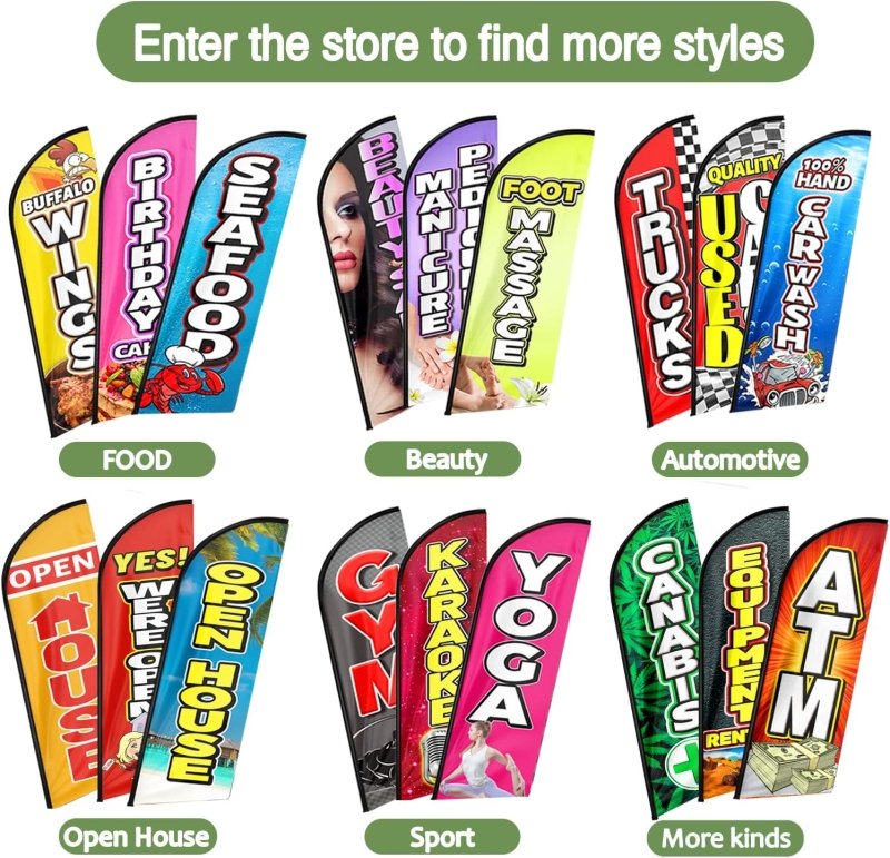 Day Spa Signs - 8FT Day Spa Advertising Swooper Flag (Flagpole Not Included 3.4)