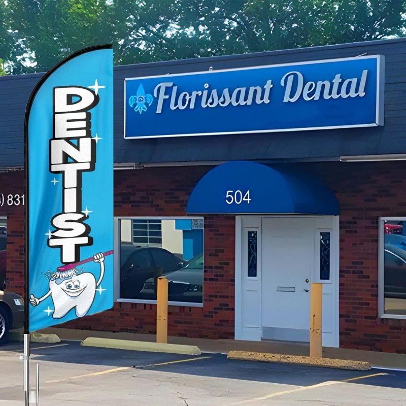 Dentist sign - 11FT Dentist Flag with Aluminium Alloy Pole Kit, Steel Ground Stake(3.4m)
