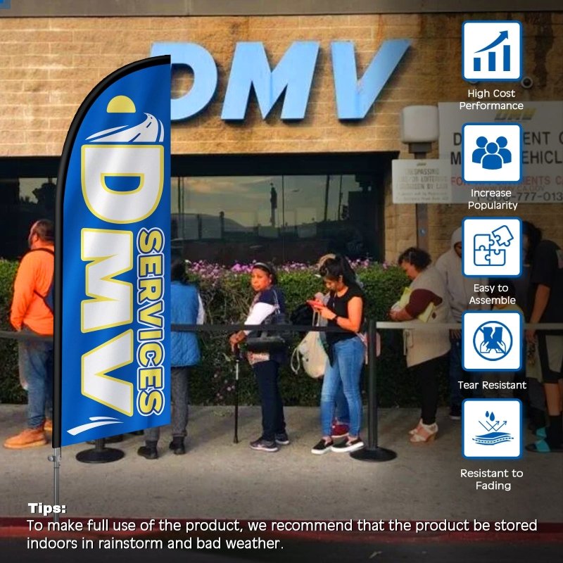 Dmv Flag - 8FT Dmv 01 Services Banner Feather Flag with Stainless Steel Pole Kit(2m flag set)