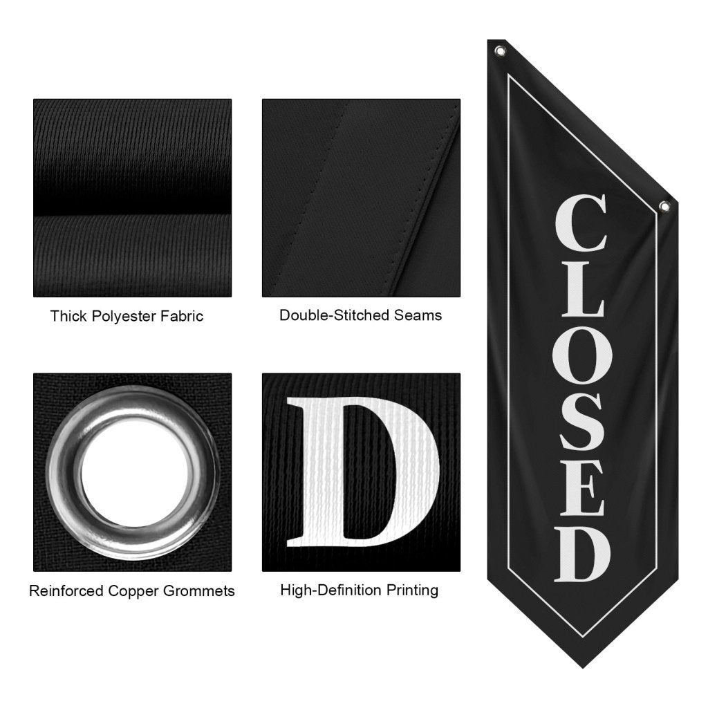 Double - Sided Fabric Closed Banner – Black(Flag Only)