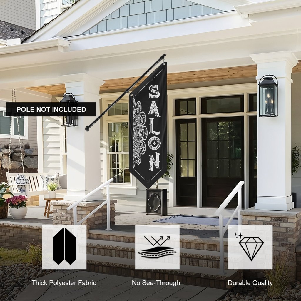 Double - Sided Salon Banner, Outdoor Hanging Open Flag – Black (Flag Only)