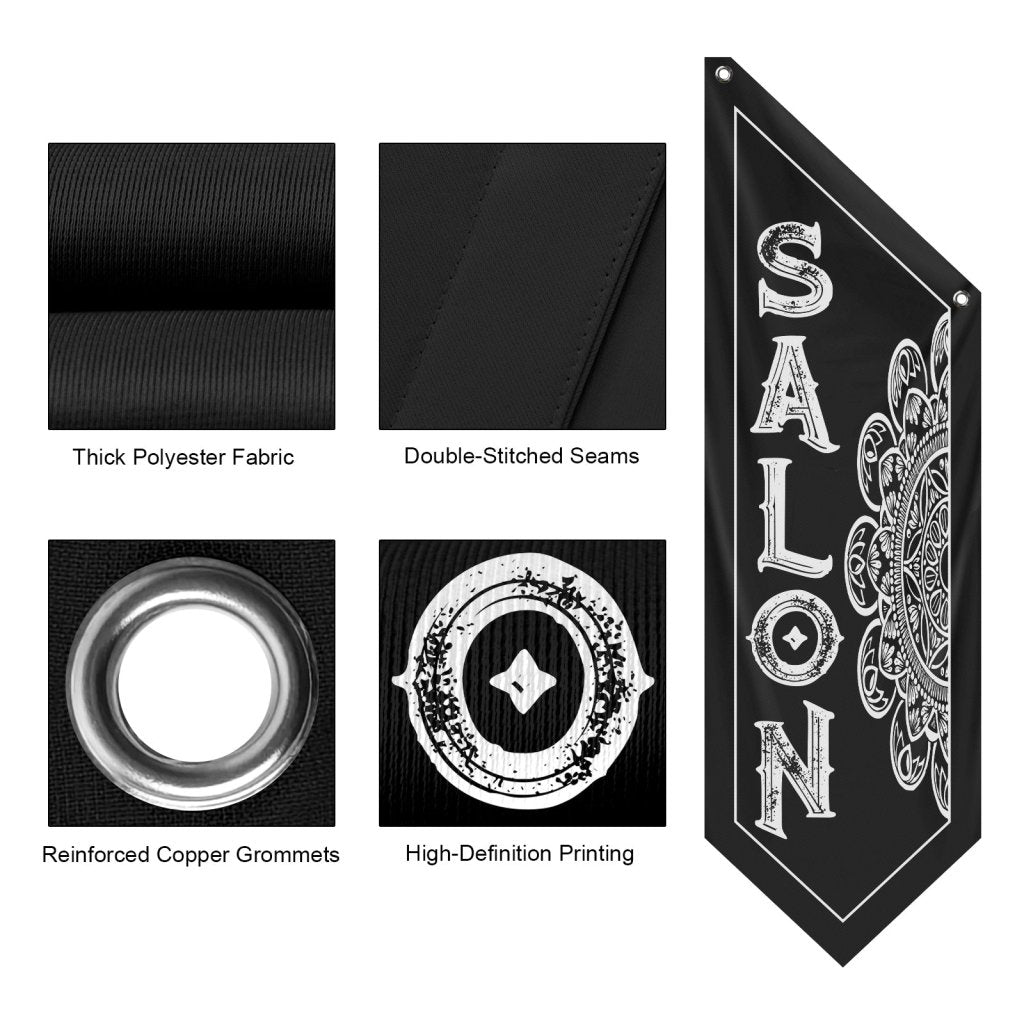 Double - Sided Salon Banner, Outdoor Hanging Open Flag – Black (Flag Only)