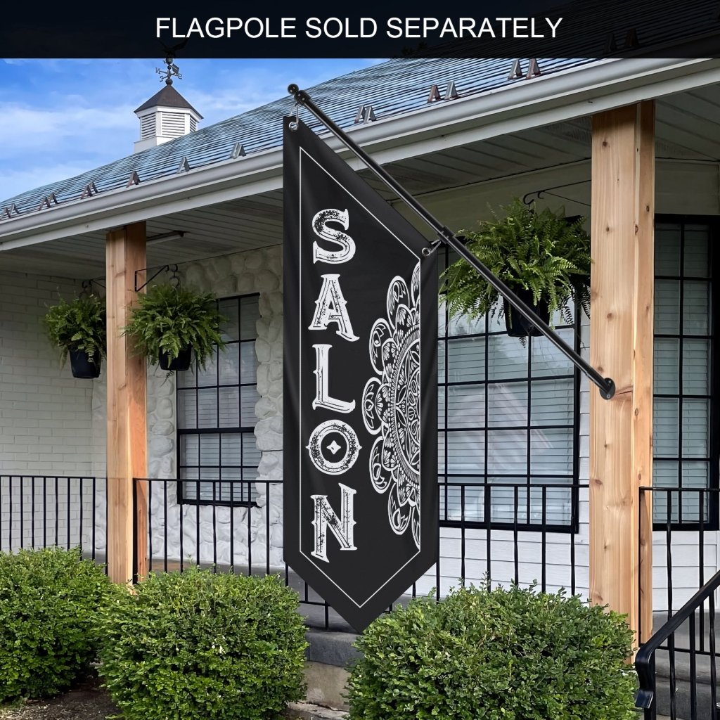 Double - Sided Salon Banner, Outdoor Hanging Open Flag – Black (Flag Only)