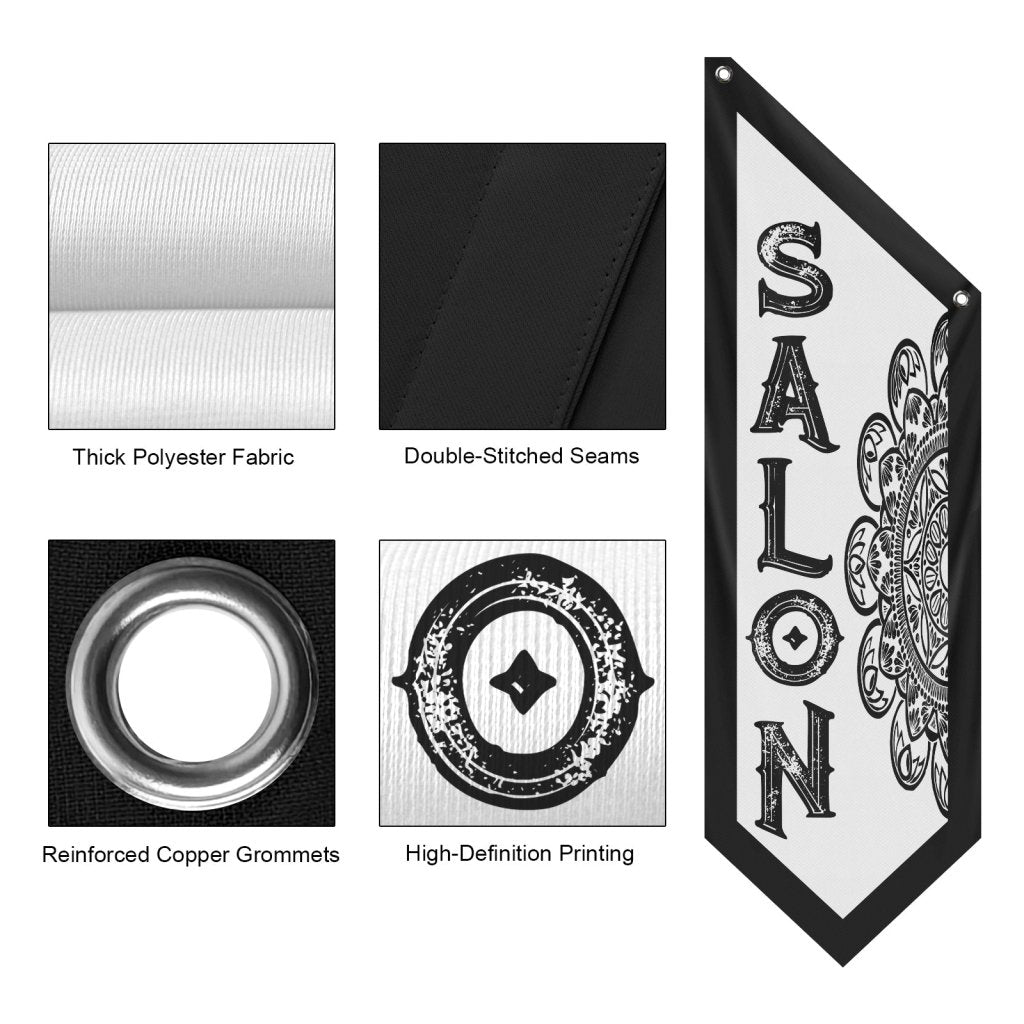 Double - Sided Salon Banner, Outdoor Hanging Open Flag – White (Flag Only)