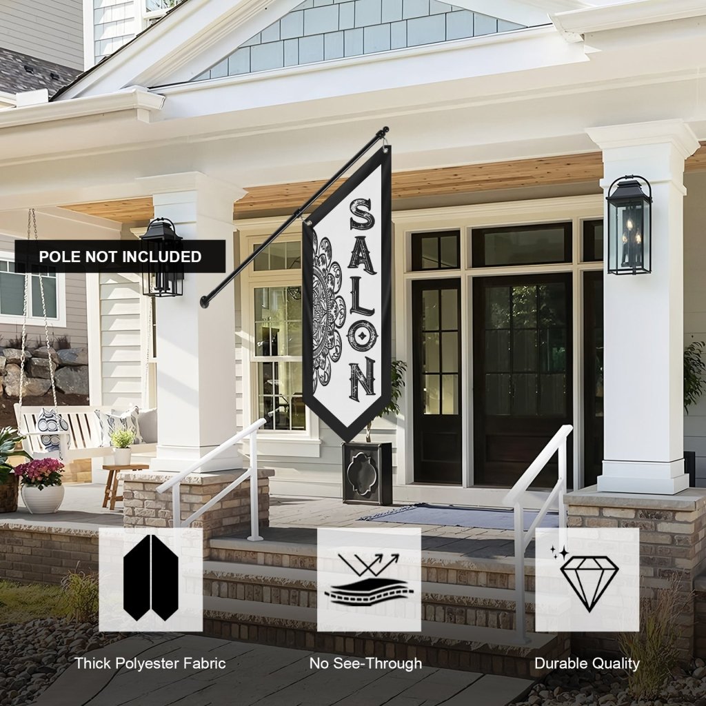 Double - Sided Salon Banner, Outdoor Hanging Open Flag – White (Flag Only)