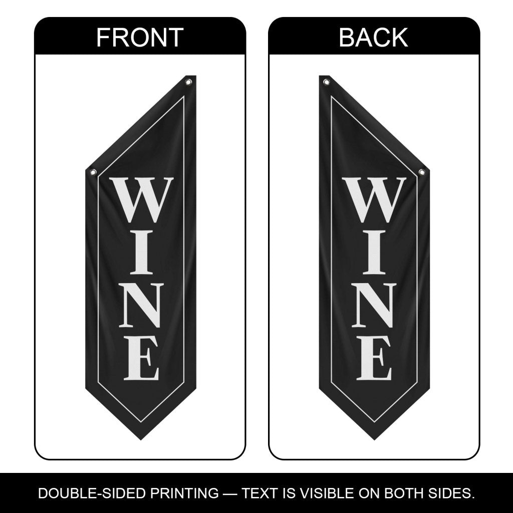 Double - Sided Vintage Wine Banner, Black (Flag Only)