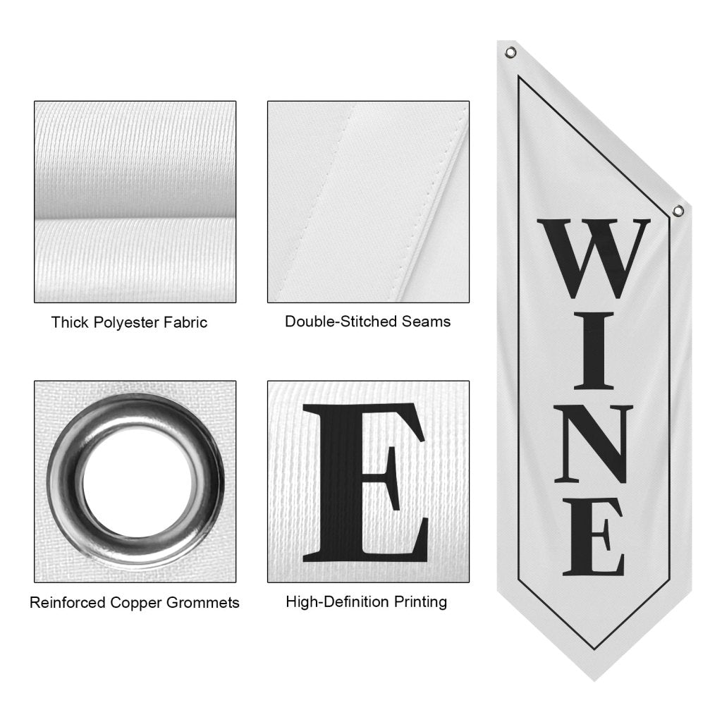 Double - Sided Vintage Wine Banner, White (Flag Only)