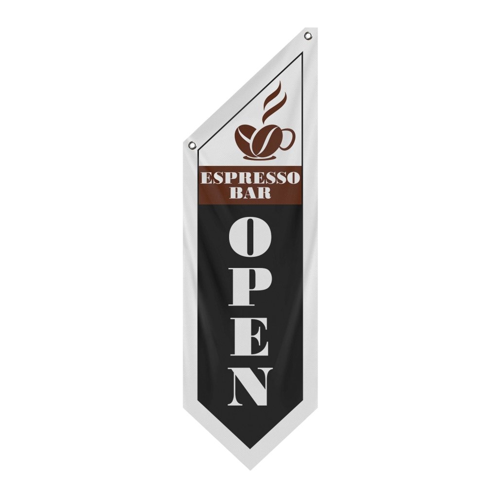 Espresso Bar Open Double Sided Flag,Black (Flag Only)