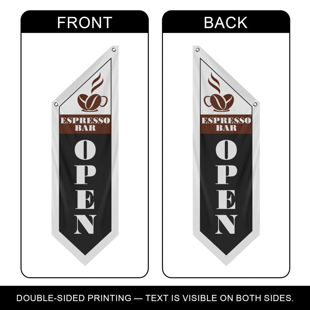 Espresso Bar Open Double Sided Flag,Black (Flag Only)