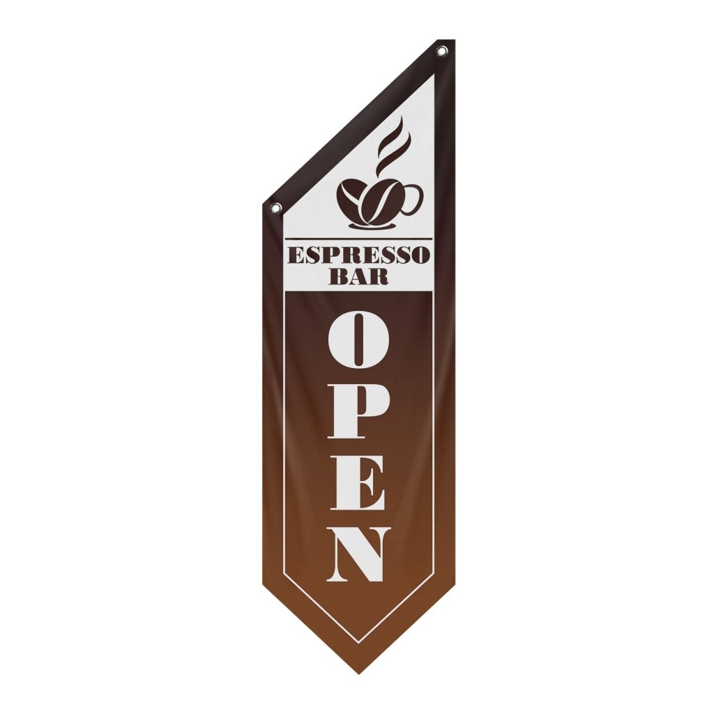 Espresso Bar Open Double Sided Flag,Brown (Flag Only)