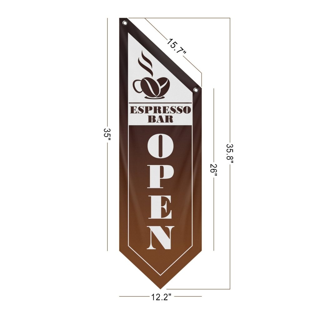 Espresso Bar Open Double Sided Flag,Brown (Flag Only)