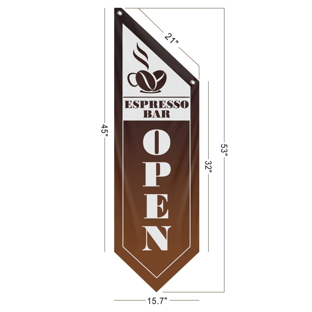 Espresso Bar Open Double Sided Flag,Brown (Flag Only)