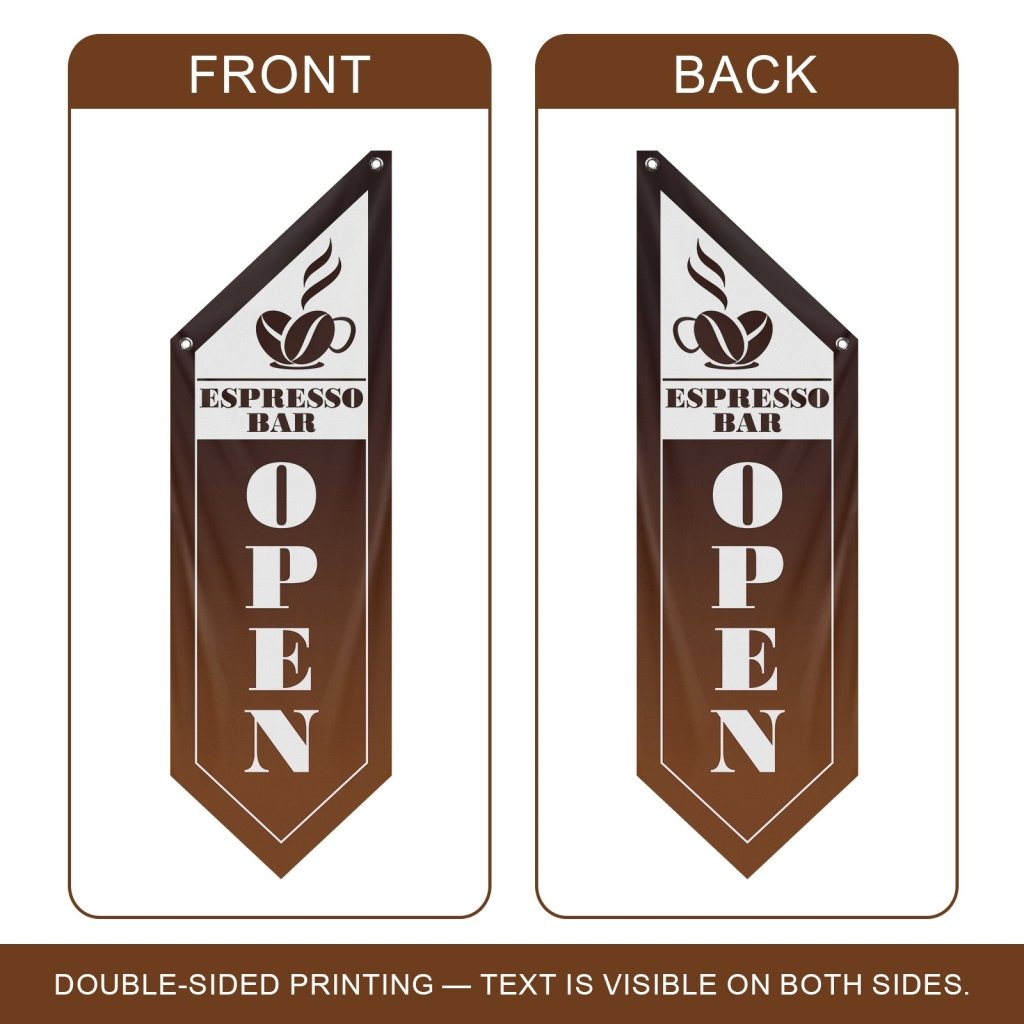 Espresso Bar Open Double Sided Flag,Brown (Flag Only)