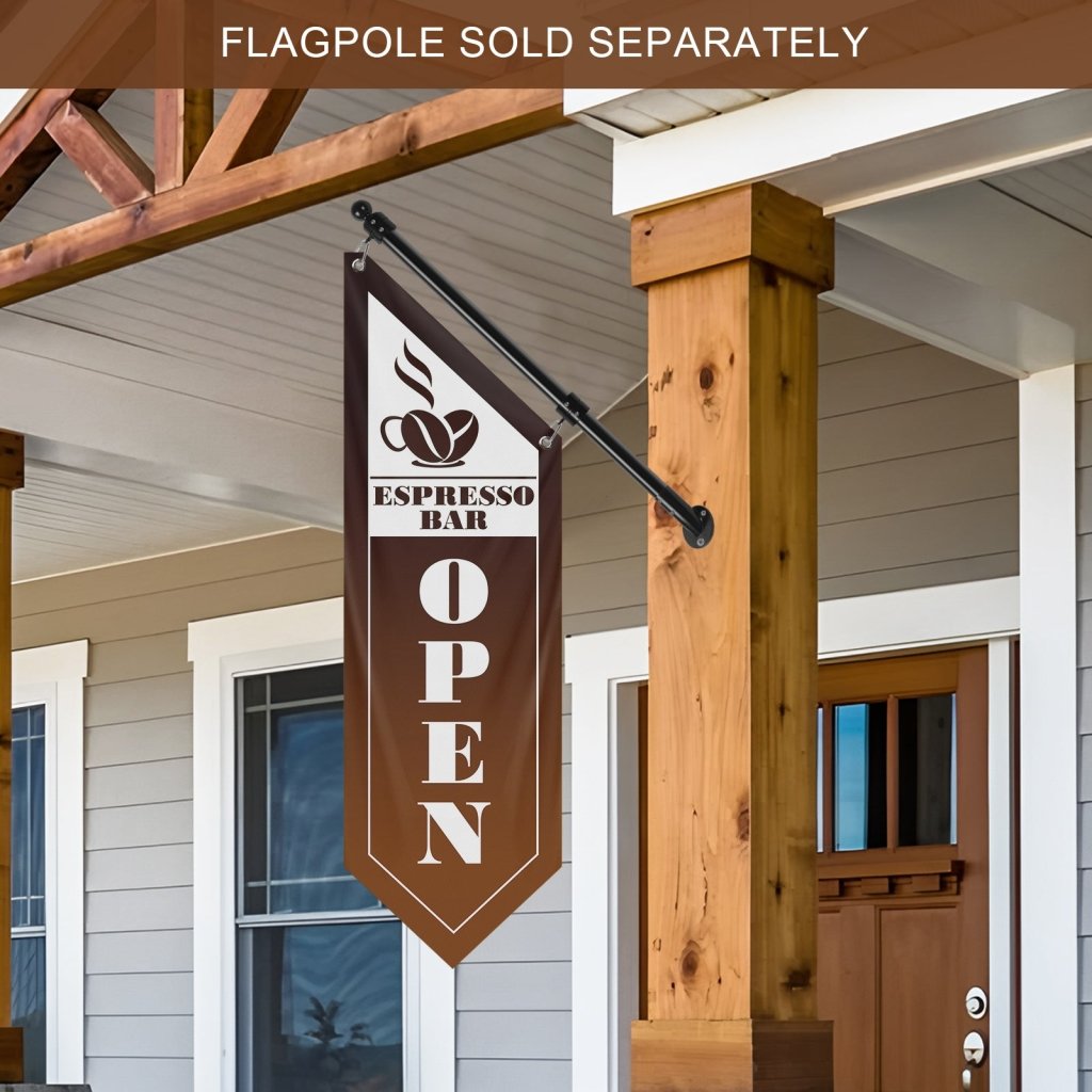 Espresso Bar Open Double Sided Flag,Brown (Flag Only)