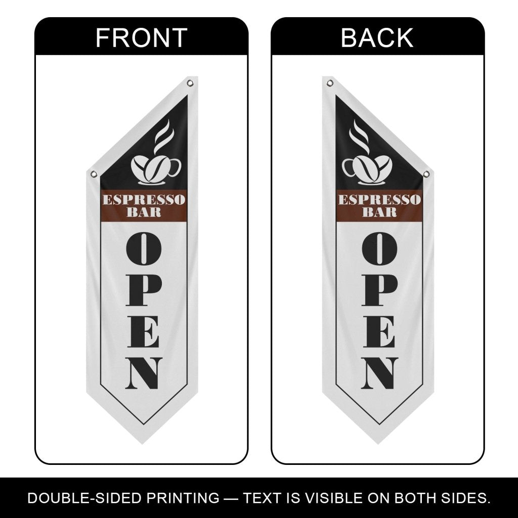 Espresso Bar Open Double Sided Flag,White (Flag Only)