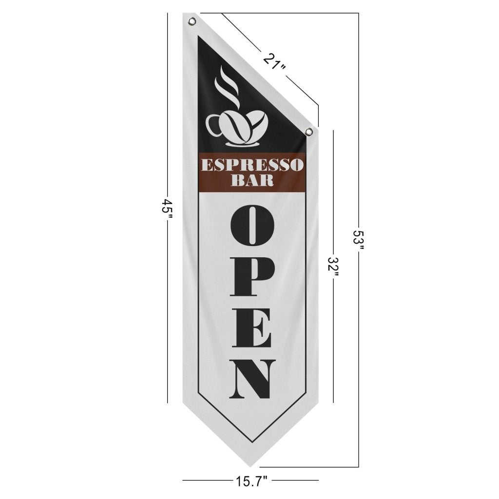 Espresso Bar Open Double Sided Flag,White (Flag Only)