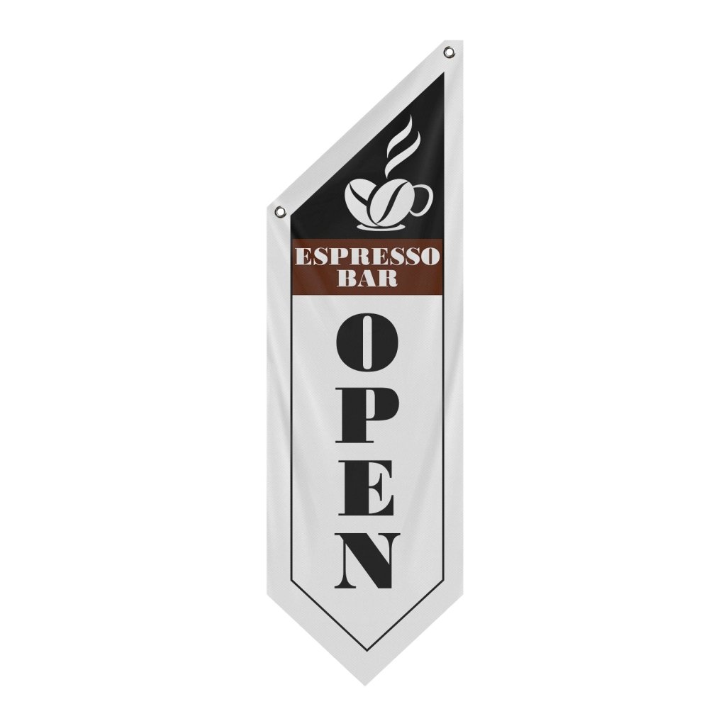 Espresso Bar Open Double Sided Flag,White (Flag Only)
