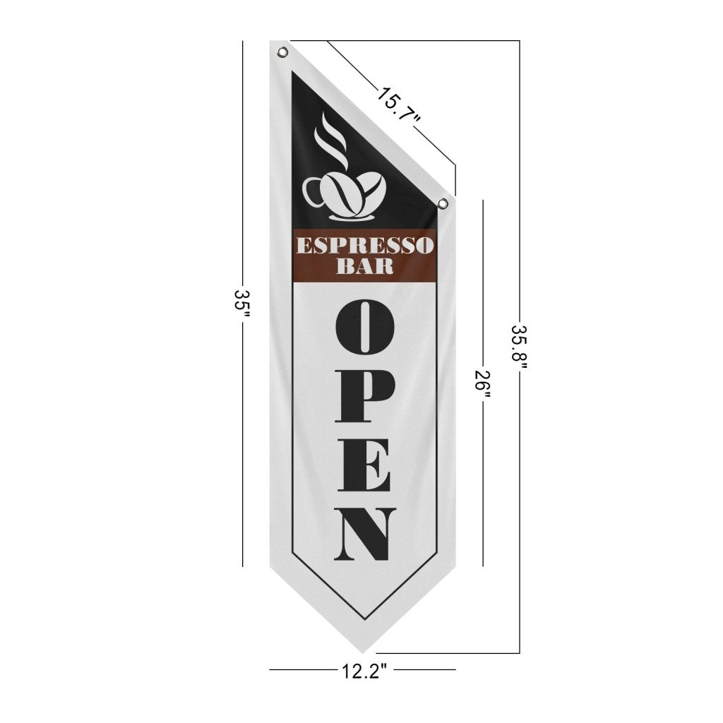 Espresso Bar Open Double Sided Flag,White (Flag Only)
