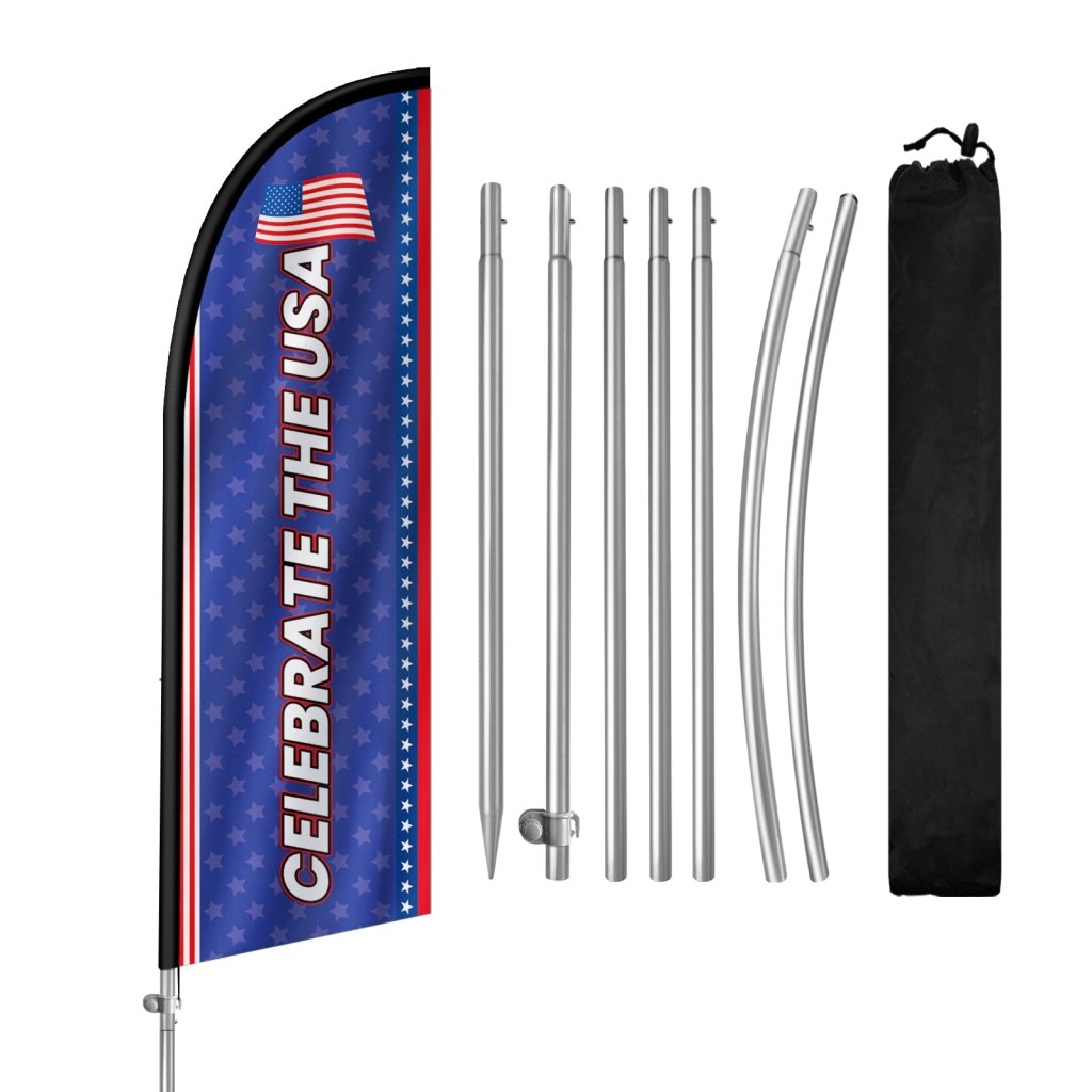 Feather Flag Kit 8FT, Patriotic USA Advertising Banner with Pole