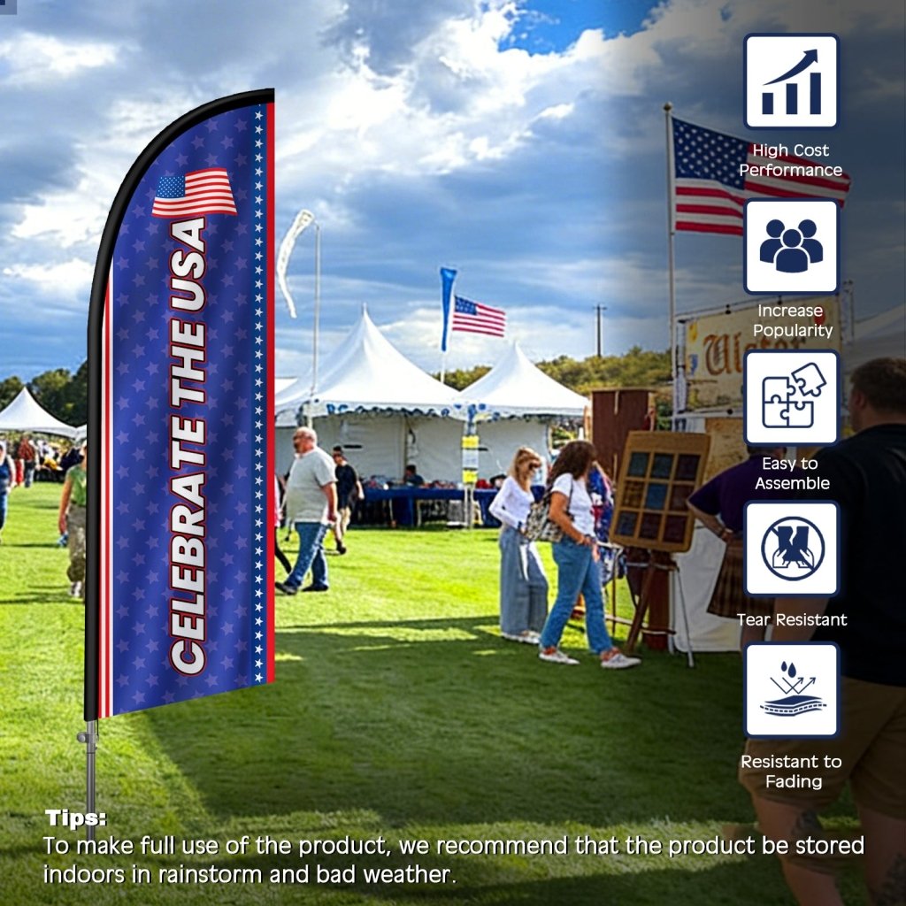Feather Flag Kit 8FT, Patriotic USA Advertising Banner with Pole