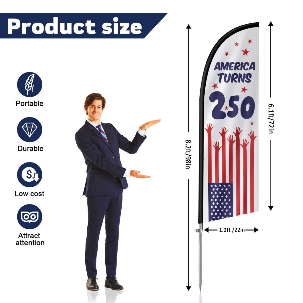 Feather Flag With Pole Kit 8FT Patriotic Advertising Flag