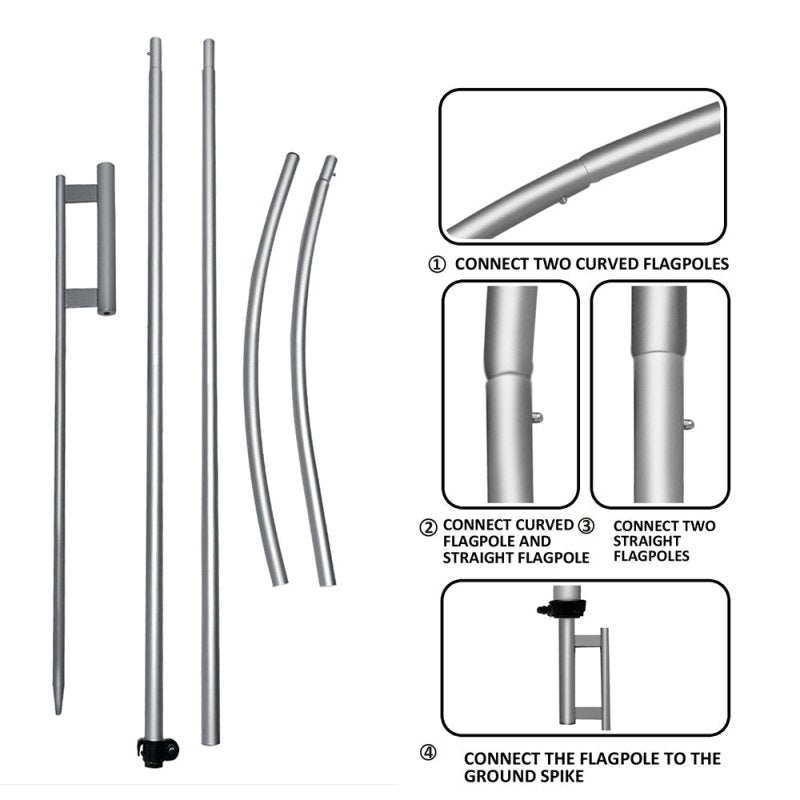 Flag Pole Hardware - 11FT FSFLAG Swooper Feather Flag Pole Kit(3.3m)