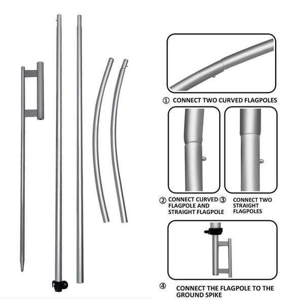 Flag Pole Hardware - 11FT FSFLAG Swooper Feather Flag Pole Kit(3.3m)