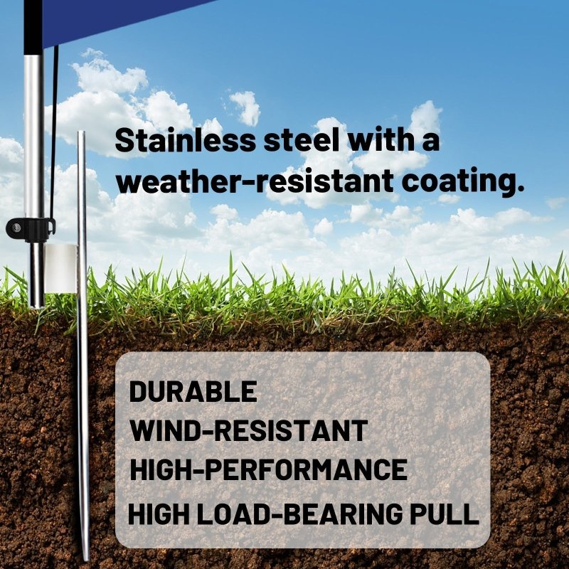 Flag Pole Hardware - 15 FT Aluminum Alloy Flagpole with Ground Spike/Heavy Duty Base(4.3 pole kit)