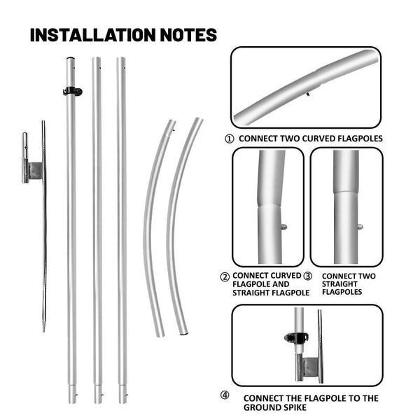 Flag Pole Hardware - 15 FT Aluminum Alloy Flagpole with Ground Spike/Heavy Duty Base(4.3 pole kit)