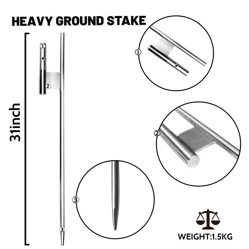Flag Pole Hardware - 15 FT Aluminum Alloy Flagpole with Ground Spike/Heavy Duty Base(4.3 pole kit)