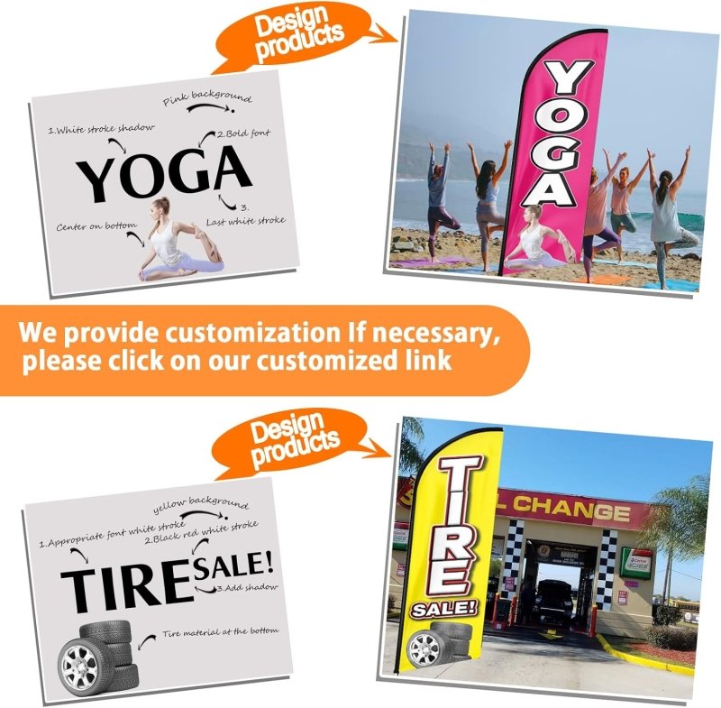 For Sale Sign - 11FT For Sale Advertising Swooper Flag Fit 15FT Flagpole (Flagpole Not Included 4.3)