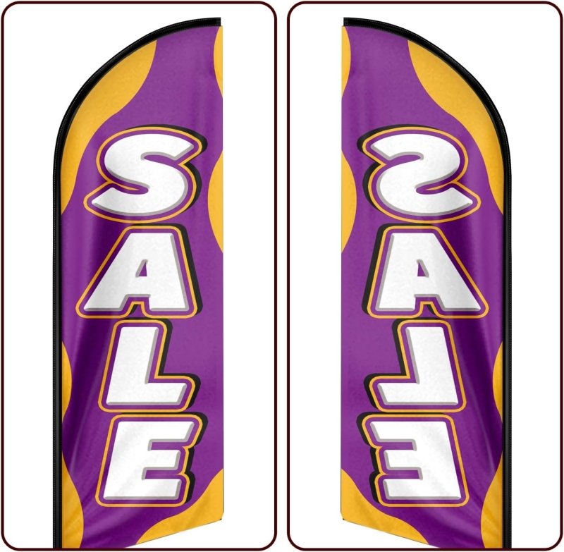 For Sale Sign - 11FT Sale Advertising Swooper Flag Fit 15FT Flagpole (Flagpole Not Included 4.3)