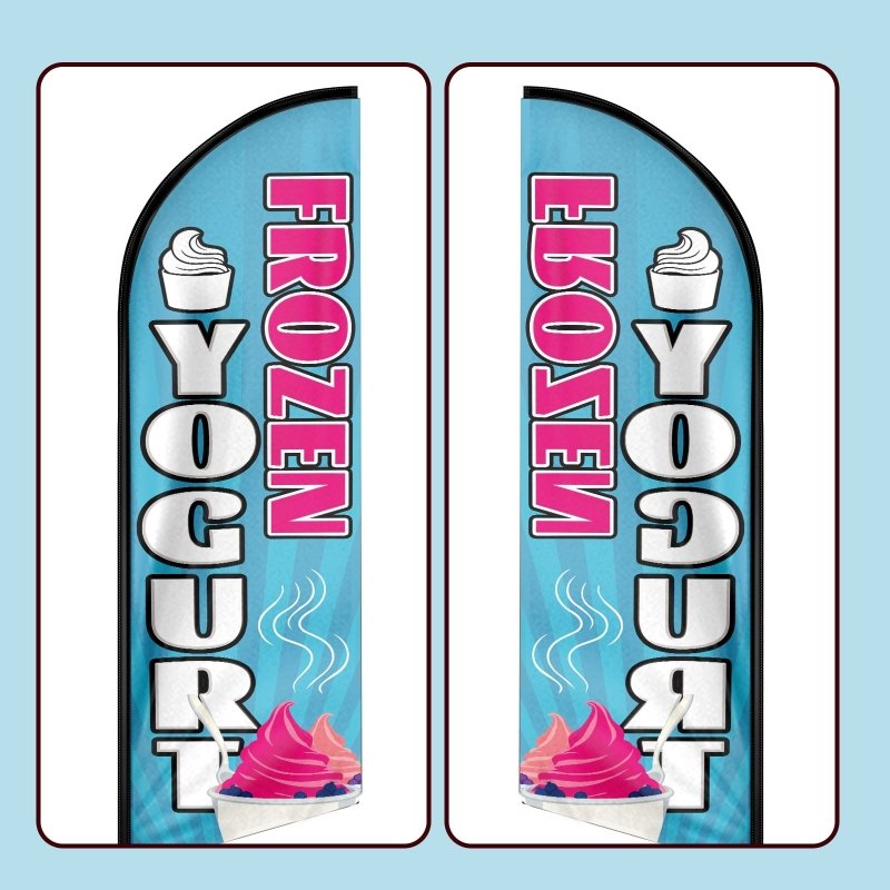 Frozen Yogurt Sign - 8FT Frozen Yogurt Advertising Swooper Flag (Flagpole Not Included 3.4)