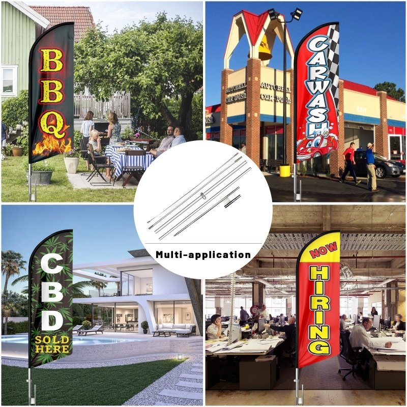 FSFLAG 11Ft Feather Flag Poles Kit - feather flag replacement pole(3.4 pole kit)