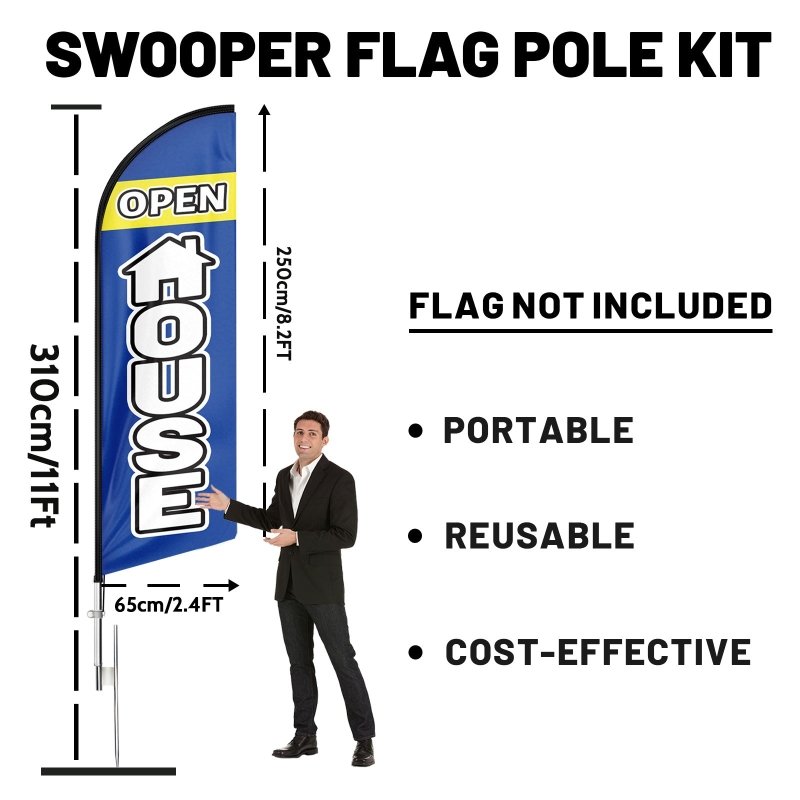 FSFLAG 11Ft Feather Flag Poles Kit - feather flag replacement pole(3.4 pole kit)