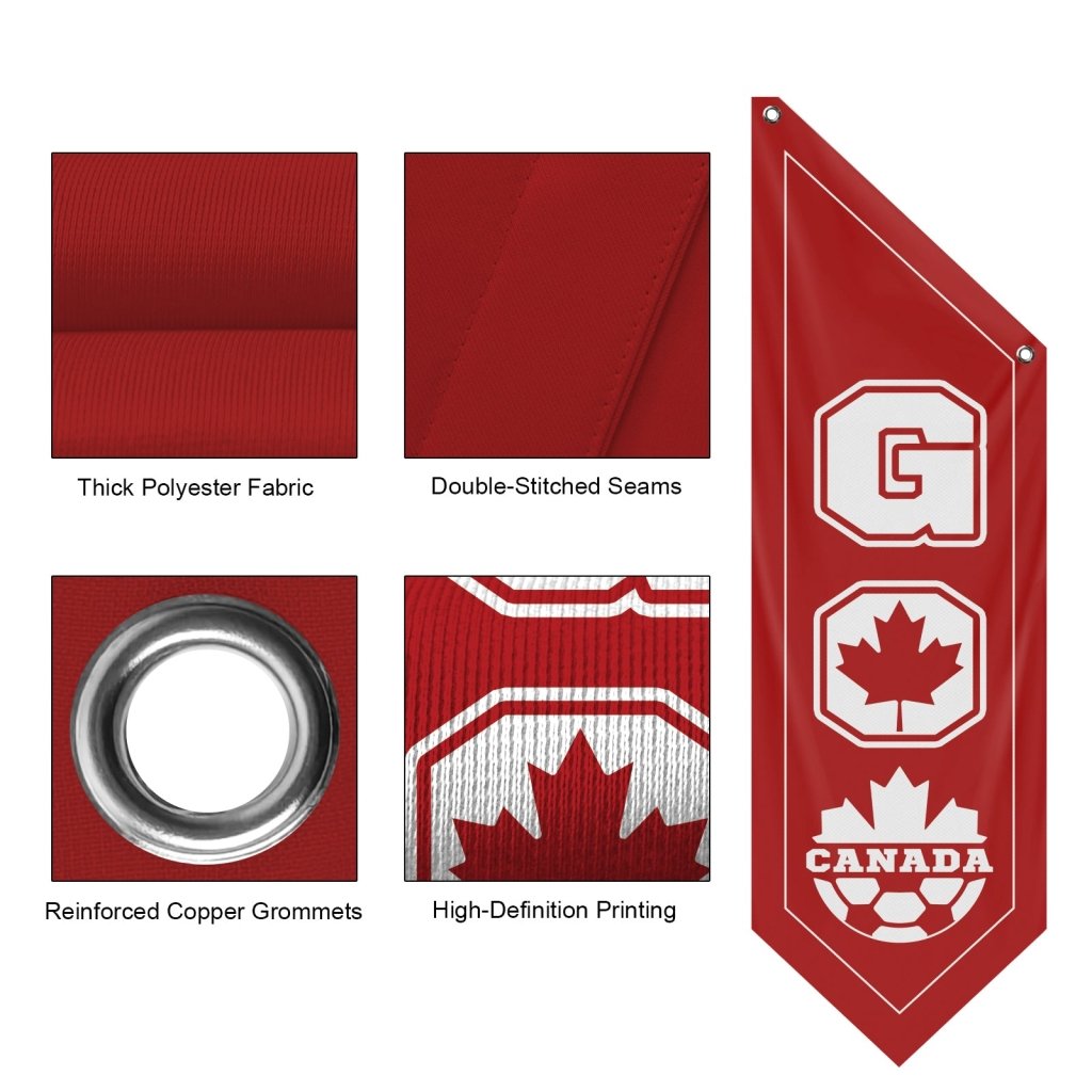 GO CANADA Fan Banner, Double - Sided Red & White Printed Flag(Flag Only)