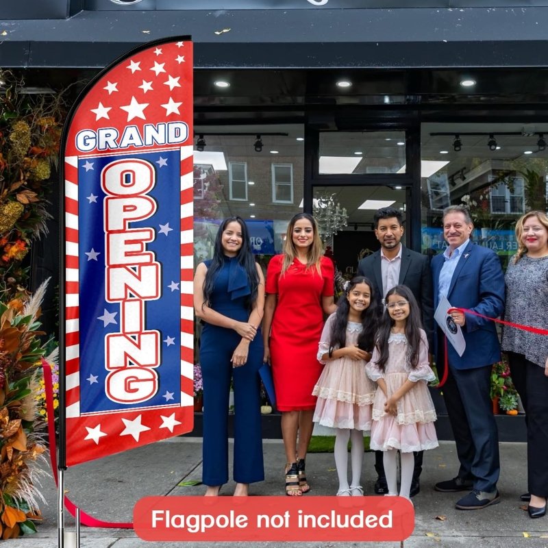 Grand Open Sign - 11FT Grand Opening Advertising Swooper Feather Flag Fit 15FT Flagpole(Flagpole Not Included 4.3)